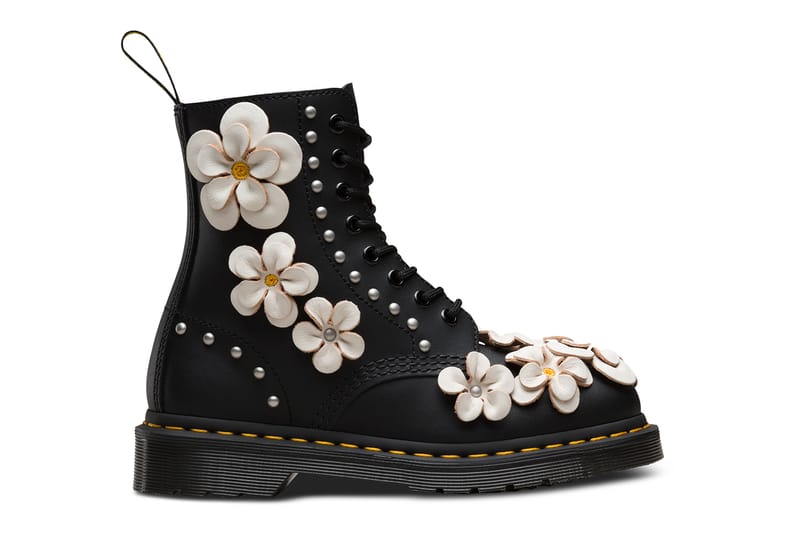 leather boots with flowers