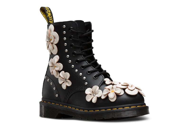 Dr martens doc black pink 3d flower boots shoes leather wanderlust spring 2018 floral where to buy