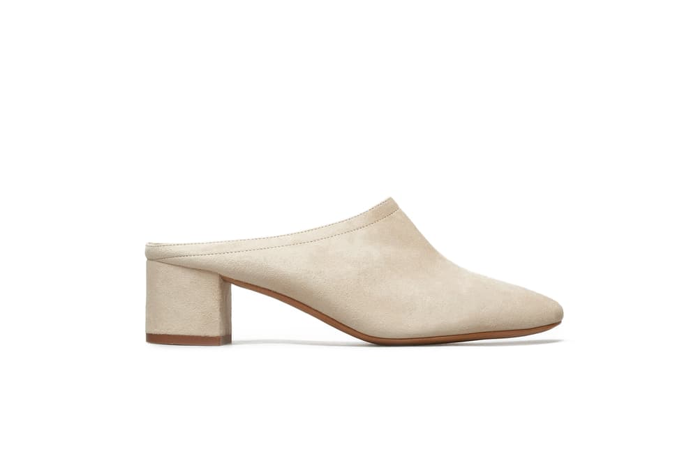 Everlane Everyday Suede Leather Heeled Mules Shoes Footwear Mustard Olive Black Grey Taupe