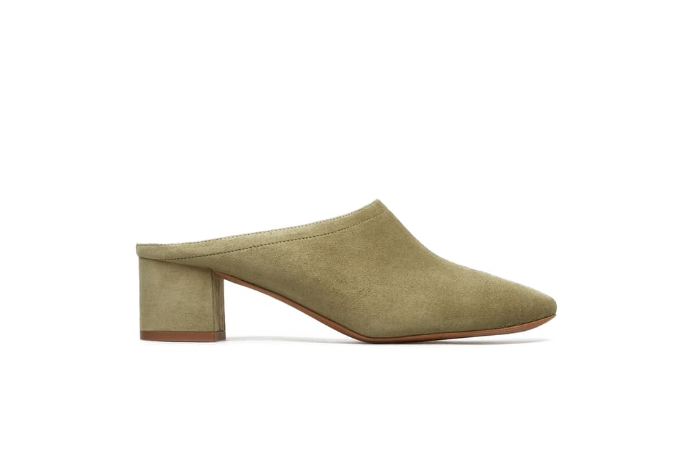 Everlane Everyday Suede Leather Heeled Mules Shoes Footwear Mustard Olive Black Grey Taupe