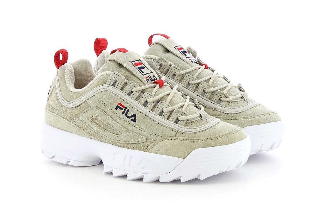 FILA Disruptor Low Turtle Dove Beige Natural Red Logo chunky bulky 90s dad sneaker womens