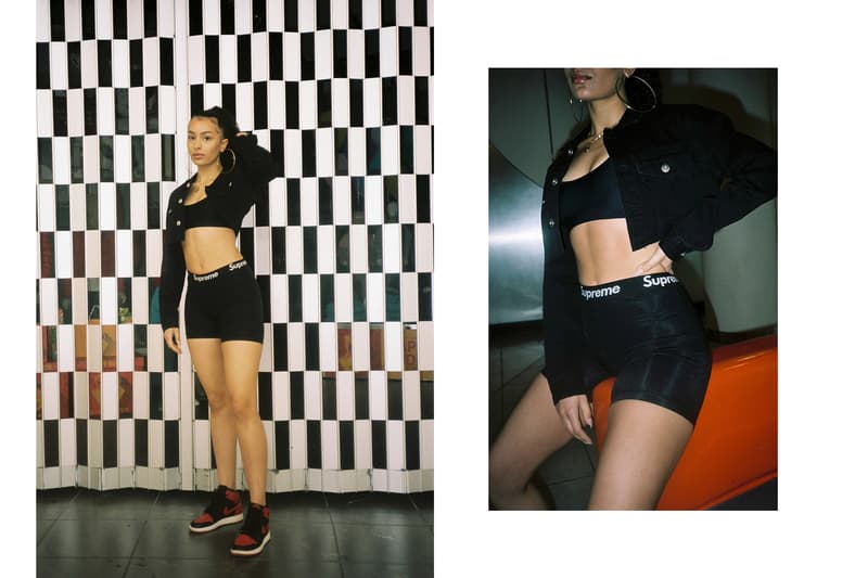 Frankie Collective Reworked Supreme Drop Halter Neck Bralette Crop Top Bandeau Logo Tube Dress Off Shoulder Bike Shorts Underwear Black White Red Sara Gourlay Yeezy Kim Kardashian