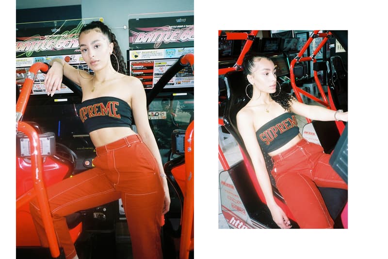 Frankie Collective Reworked Supreme Drop Halter Neck Bralette Crop Top Bandeau Logo Tube Dress Off Shoulder Bike Shorts Underwear Black White Red Sara Gourlay Yeezy Kim Kardashian