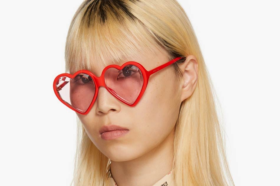 Buy Gucci's Heart Sunglasses in Red 