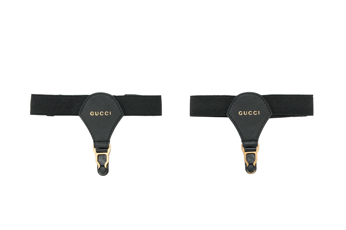 Gucci Logo Stocking Garters Price Release Alessandro Michele Black Gold Where to Buy Accessories Farfetch Spring Summer 2018