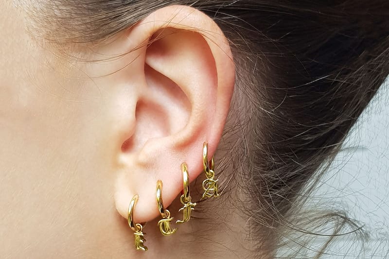 gold initial hoop earrings