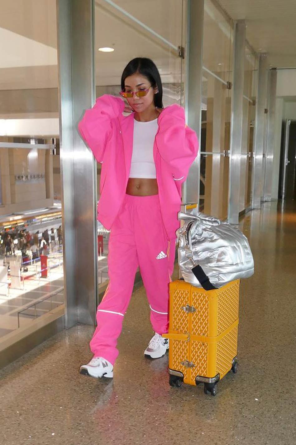 Jhene Aiko Los Angeles Airport Poppy Lissiman adidas Goyard Chanel