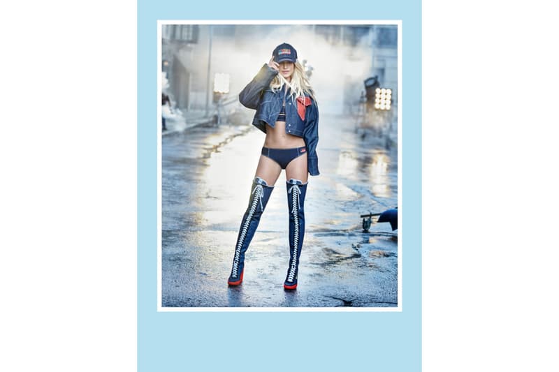 Britney Spears KENZO La Collection Memento N°2 Campaign Hat Knee-High Boots Underwear Jacket Blue Denim