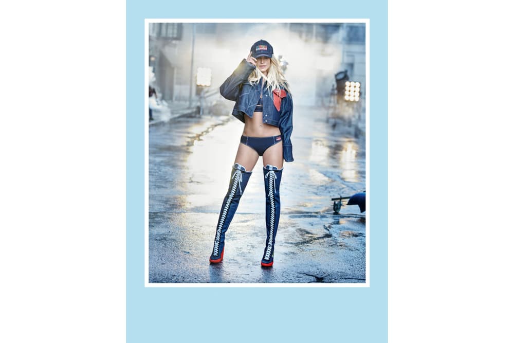 Britney Spears KENZO La Collection Memento N°2 Campaign Hat Knee-High Boots Underwear Jacket Blue Denim