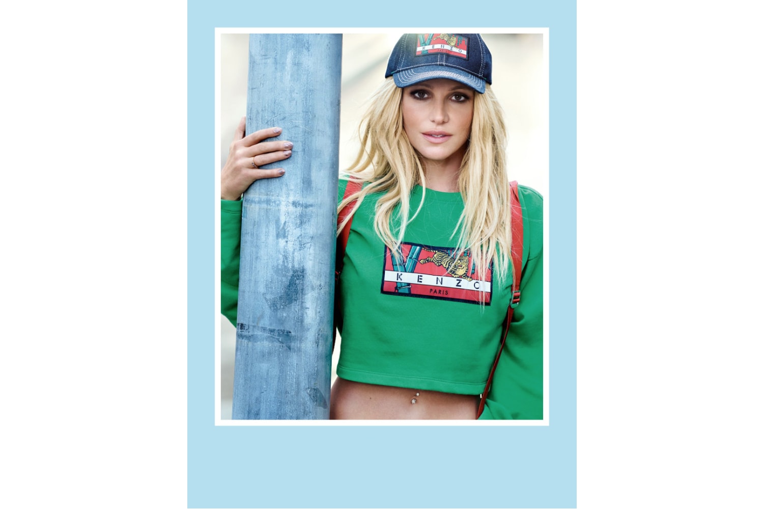 Britney Spears KENZO La Collection Memento N°2 Campaign Tiger Logo Sweatshirt Hat Green Blue