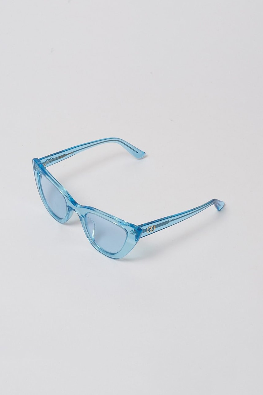 lazy oaf debut sunglasses collection london clear blue cat eye