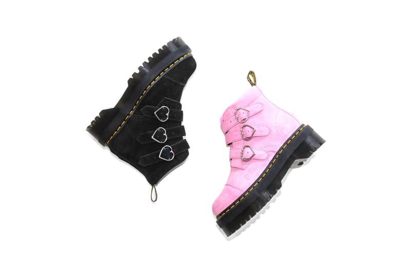 Lazy Oaf x Dr. Martens Suede Heart Boots Pink Black