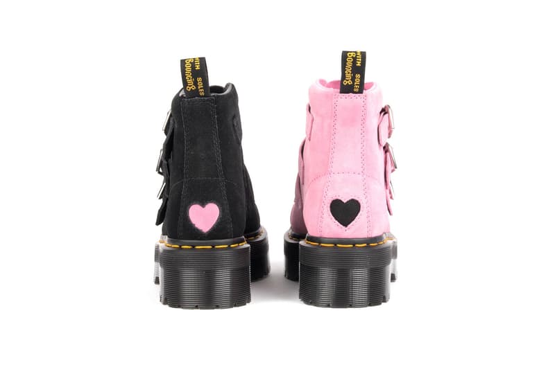 Lazy Oaf x Dr. Martens Suede Heart Boots Pink Black