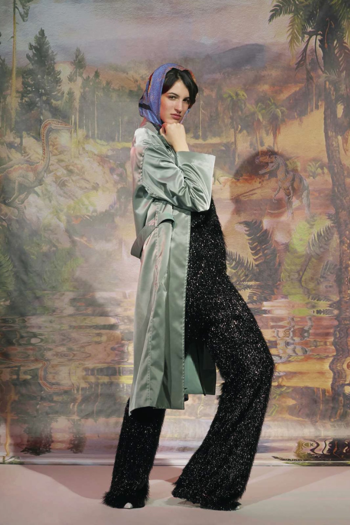 Le Studio Pierre Fall/Winter 2018 Lookbook Fur Jumper Silk Kimono Black Green