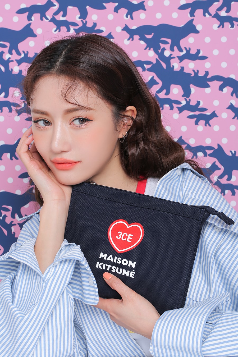 Maison Kitsuné 3CE Stylenanda Makeup Collection Korean Beauty Pouch Canvas