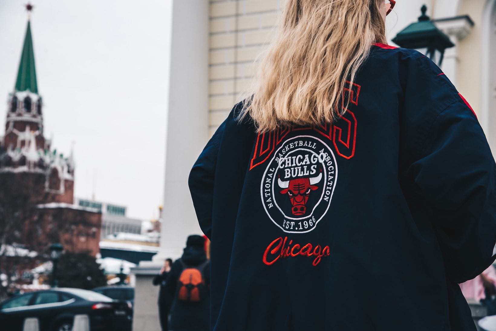 Streetsnaps Moscow Fashion Week 2018 Varsity Chicago Bulls Jacket Black Red