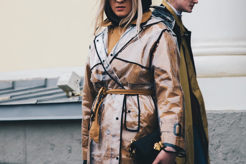 Streetsnaps Moscow Fashion Week 2018 Translucent Rain Coat Jacket Khaki