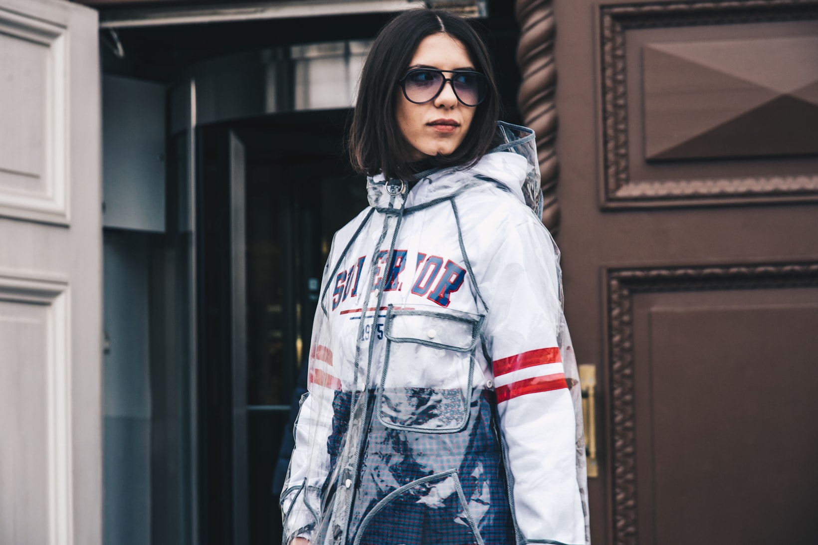Streetsnaps Moscow Fashion Week 2018 Translucent Rain Coat Jacket White