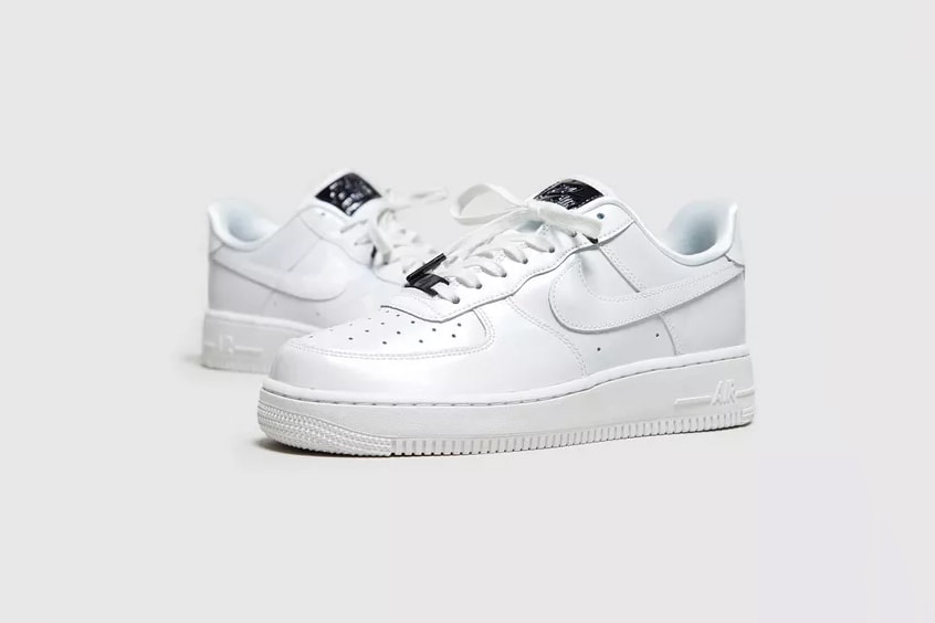 nike air force 1 shimmering iridescent white leather rubber sole black details