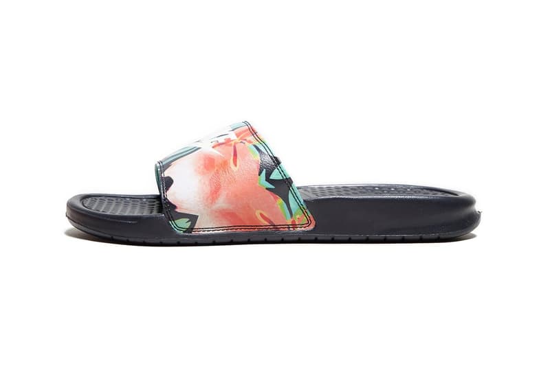 Nike Benassi Logo Floral Print Slides sandals slip-ons summer spring flower tropical pattern where to buy size?