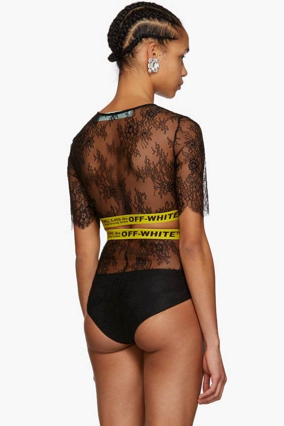 Off White Lace Sporty Bodysuit Black Yellow Industrial
