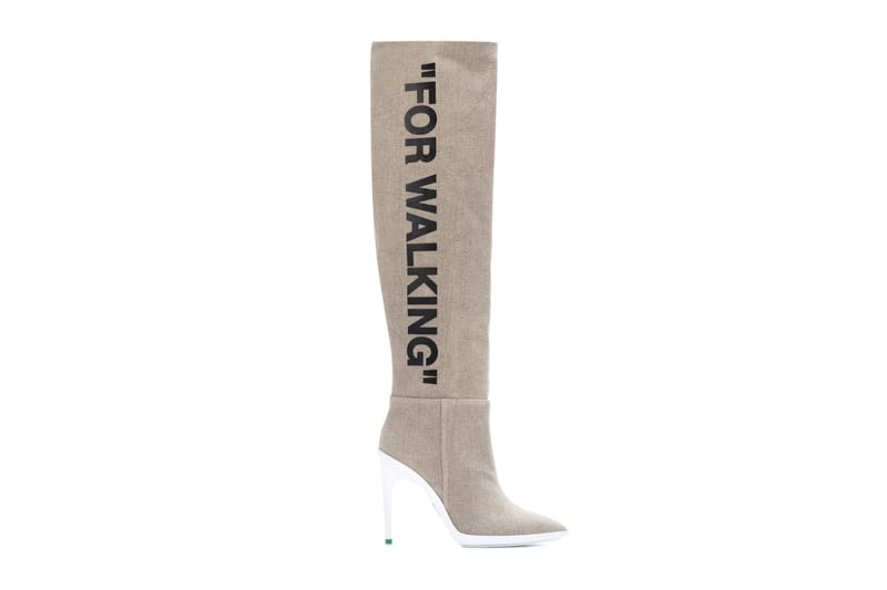 off white knee high boots for walking