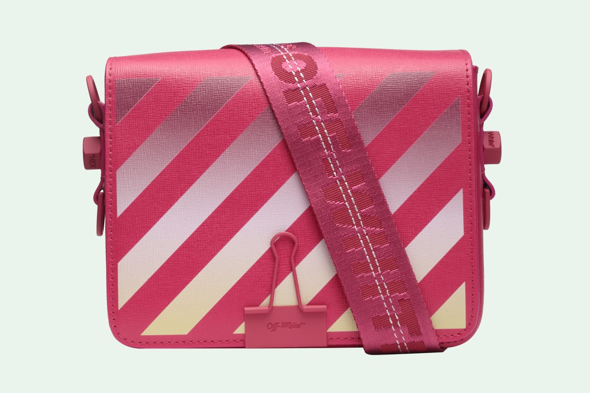 Off-White Binder Clip Bag Gradient Diagonals Pink Virgil Abloh Release Price Where to Buy Online Store Handbag Designer Brand Streetwear