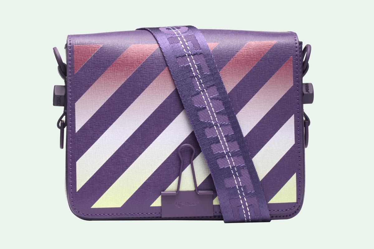 Off-White Binder Clip Bag Gradient Diagonals Purple Virgil Abloh Release Price Where to Buy Online Store Handbag Designer Brand Streetwear