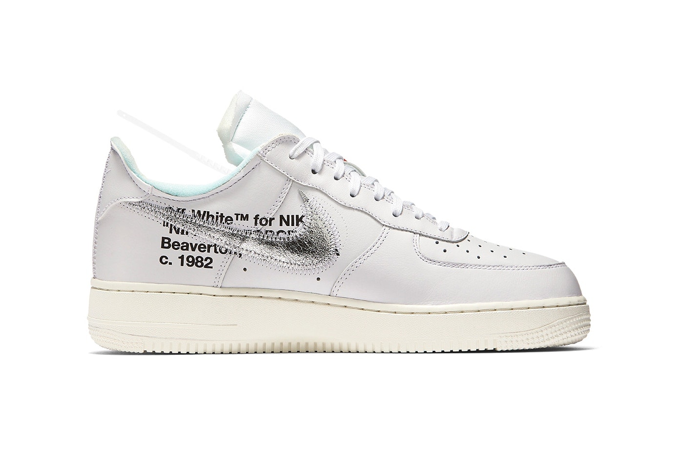 Virgil Abloh x Nike Air Force 1 "White" Release Sneaker Off-White White Chrome Blue Zip Tie Tag