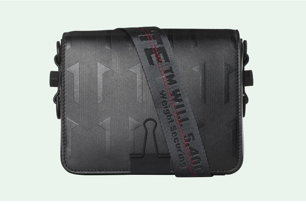 Off-White Geometric Pattern Binder Clip Bag Black