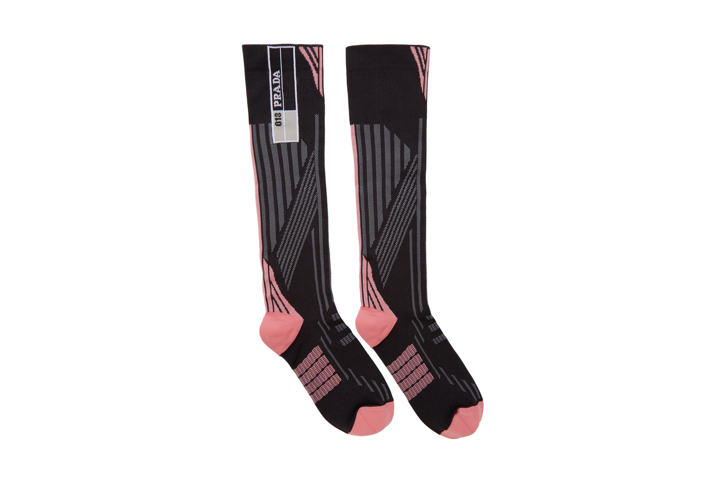 Where to Buy Prada Printed Logo Socks Pink Black Red White Cloudbust Spring Miuccia Prada