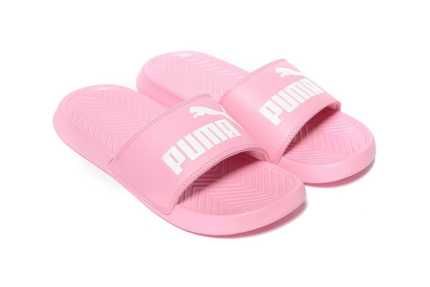PUMA Popcat Logo Slides Bubblegum Pastel Bright Pink Women's Girls Ladies Slip-ons Sandals Where To Buy Affordable Cheap JD Sports