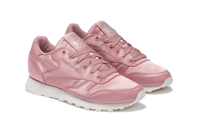 Reebok Millennial Pastel Pink Satin Classic Leather CL Sneakers Trainers Silk Shoes Women's Ladies Girls Where to Buy HBX