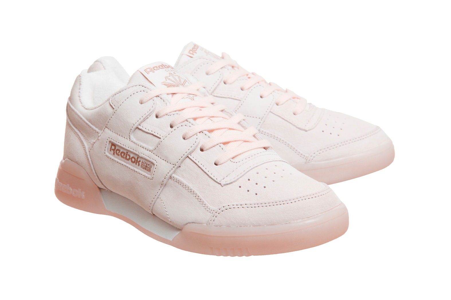 Reebok Workout Plus Pastel Pink Rose Gold metallic light sneakers trainers women's girls ladies exclusive OFFICE where to buy
