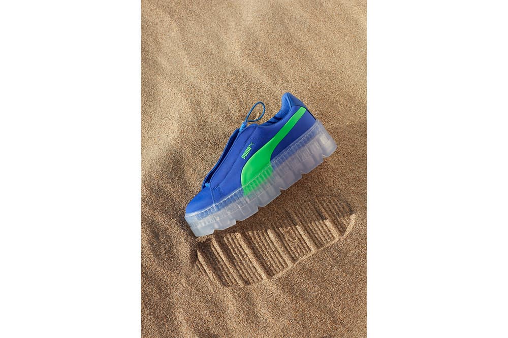 Fenty puma rihanna spring summer 2018 ss19 campaign slick woods scuba surf motosports cleated creeper neon fanny pack bum bag rucksack sneakerboots