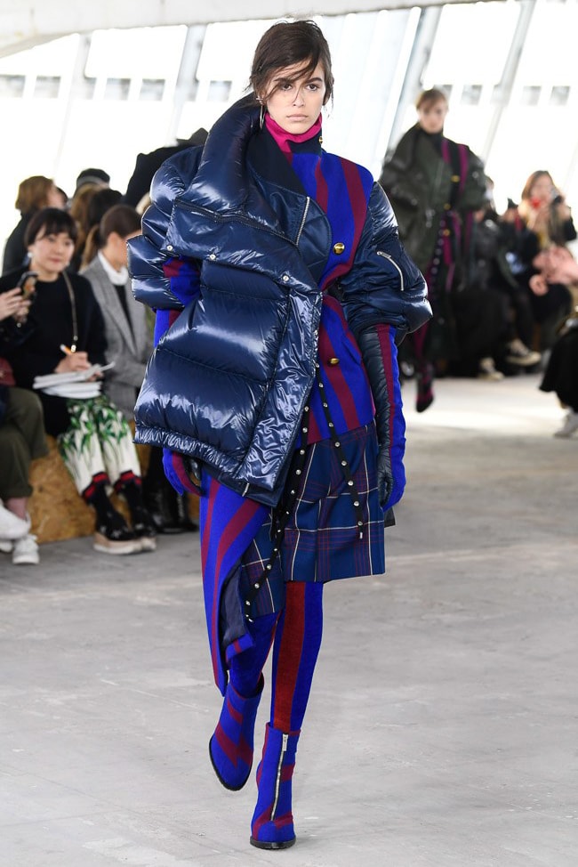 Sacai Fall Winter 2018 Paris Fashion Week Show Collection Puffer Coat Blue