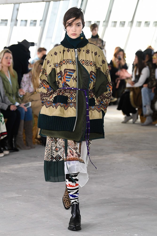 Sacai Fall Winter 2018 Paris Fashion Week Show Collection Patterned Coat