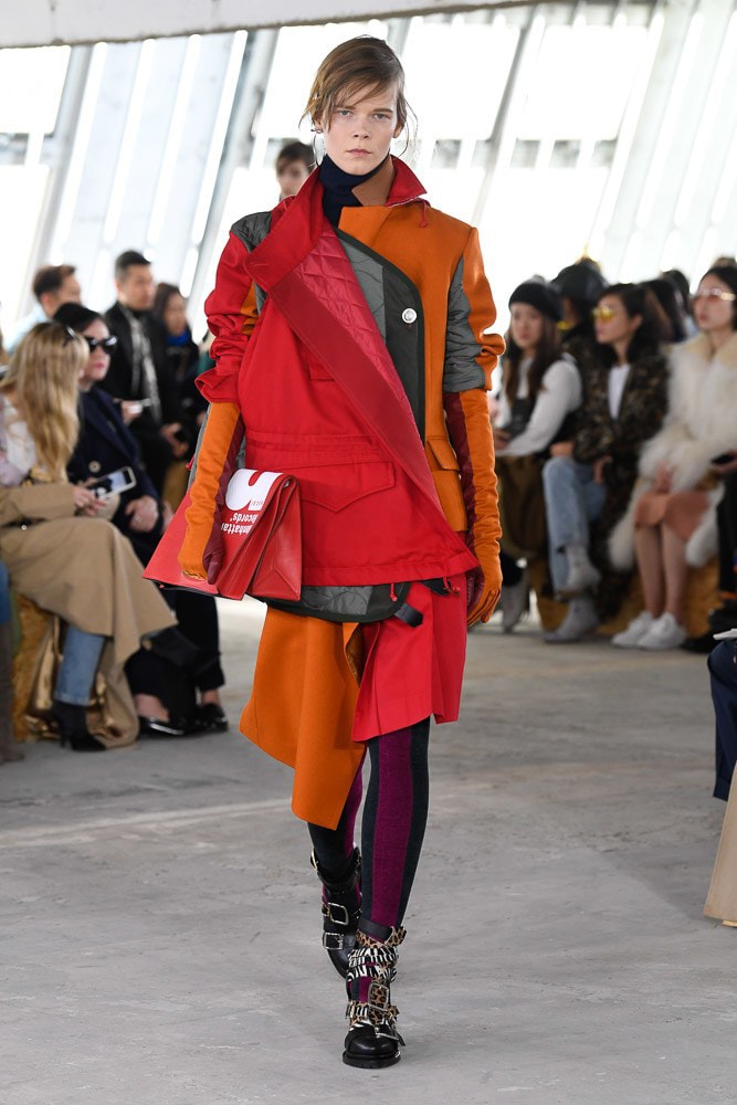 Sacai Fall Winter 2018 Paris Fashion Week Show Collection Jacket Orange Red