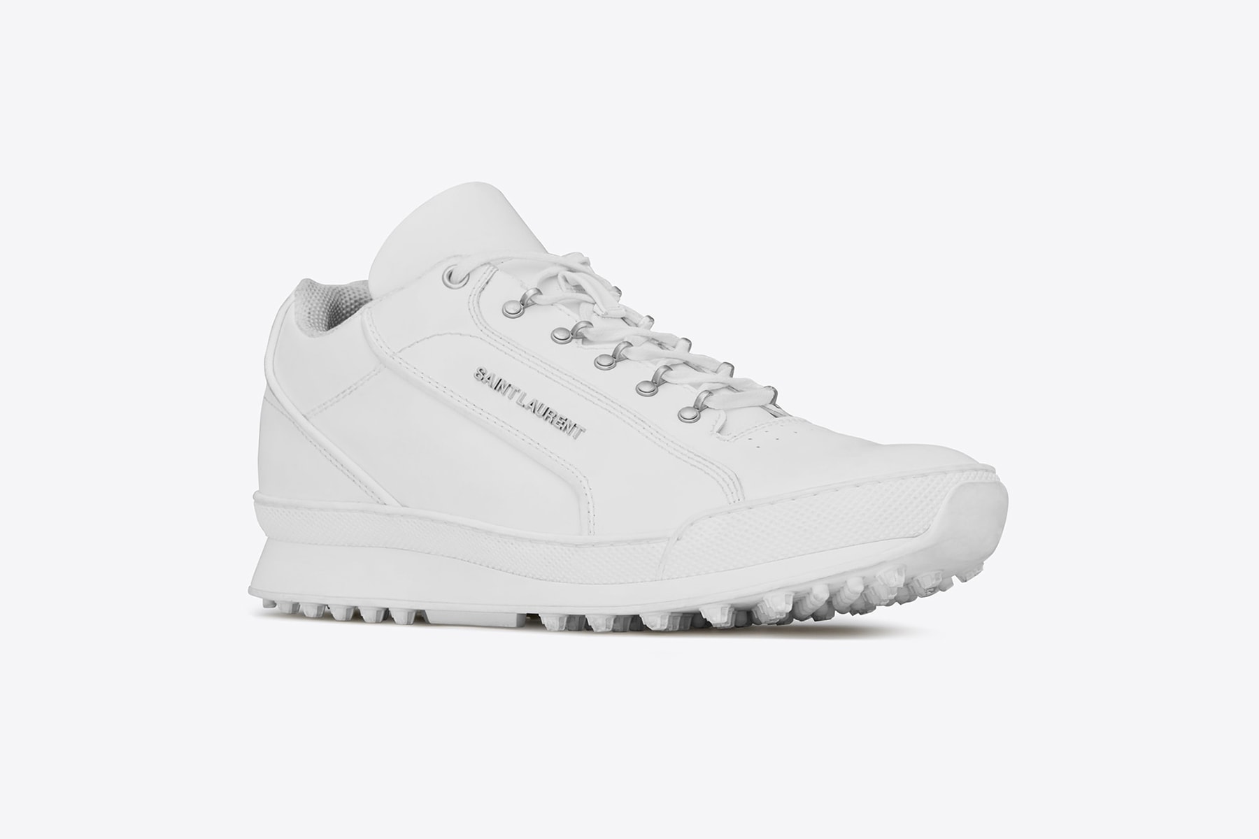 saint laurent jump sneaker premium white leather chunky shoe profile side view leather