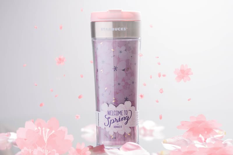 Starbucks pink cherry blossom cup mug tumbler pastel millennial floral violet hong kong where to buy spring season coffee blend drink merch merchandise