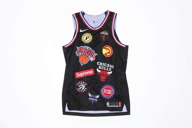 Supreme New York Nike NBA basketball collab collection jersey shorts logo varsity jacket Air Force 1 AF1 where to buy