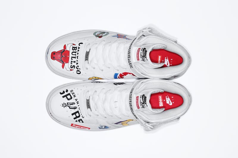 Supreme New York Nike NBA basketball collab collection jersey shorts logo varsity jacket Air Force 1 AF1 where to buy