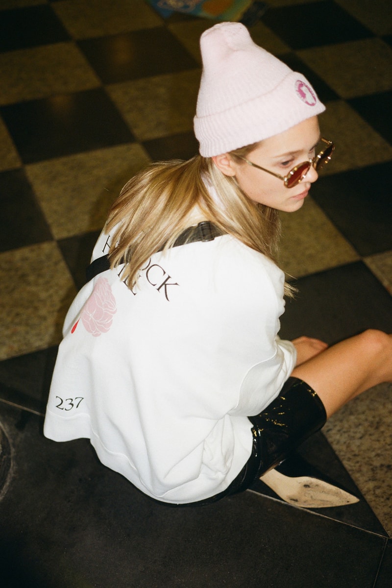 undercover jun takahashi hbxwm hbx editorial pink beanie white crewneck