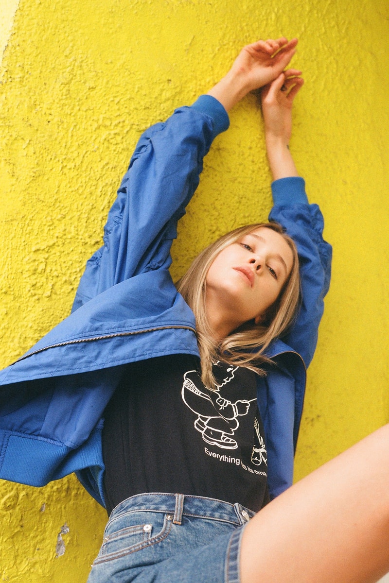 undercover jun takahashi hbxwm hbx editorial black tee tshirt blue jacket denim skirt