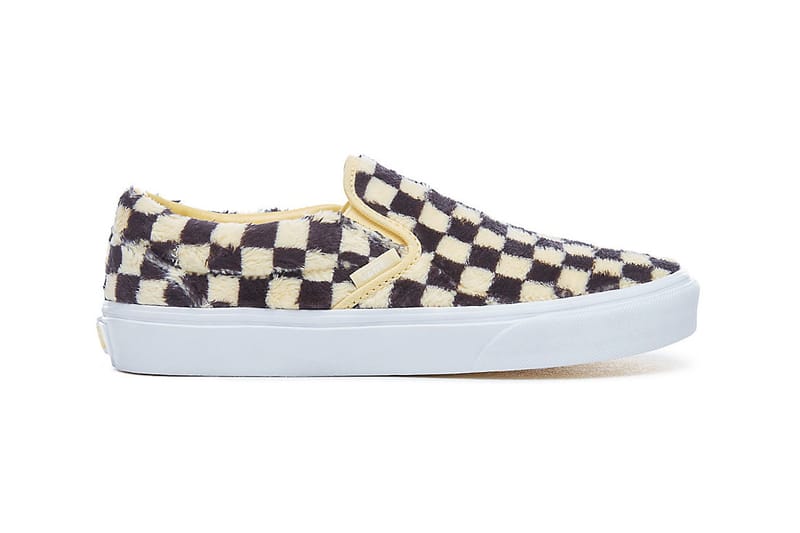 yellow checkerboard slip on vans womens