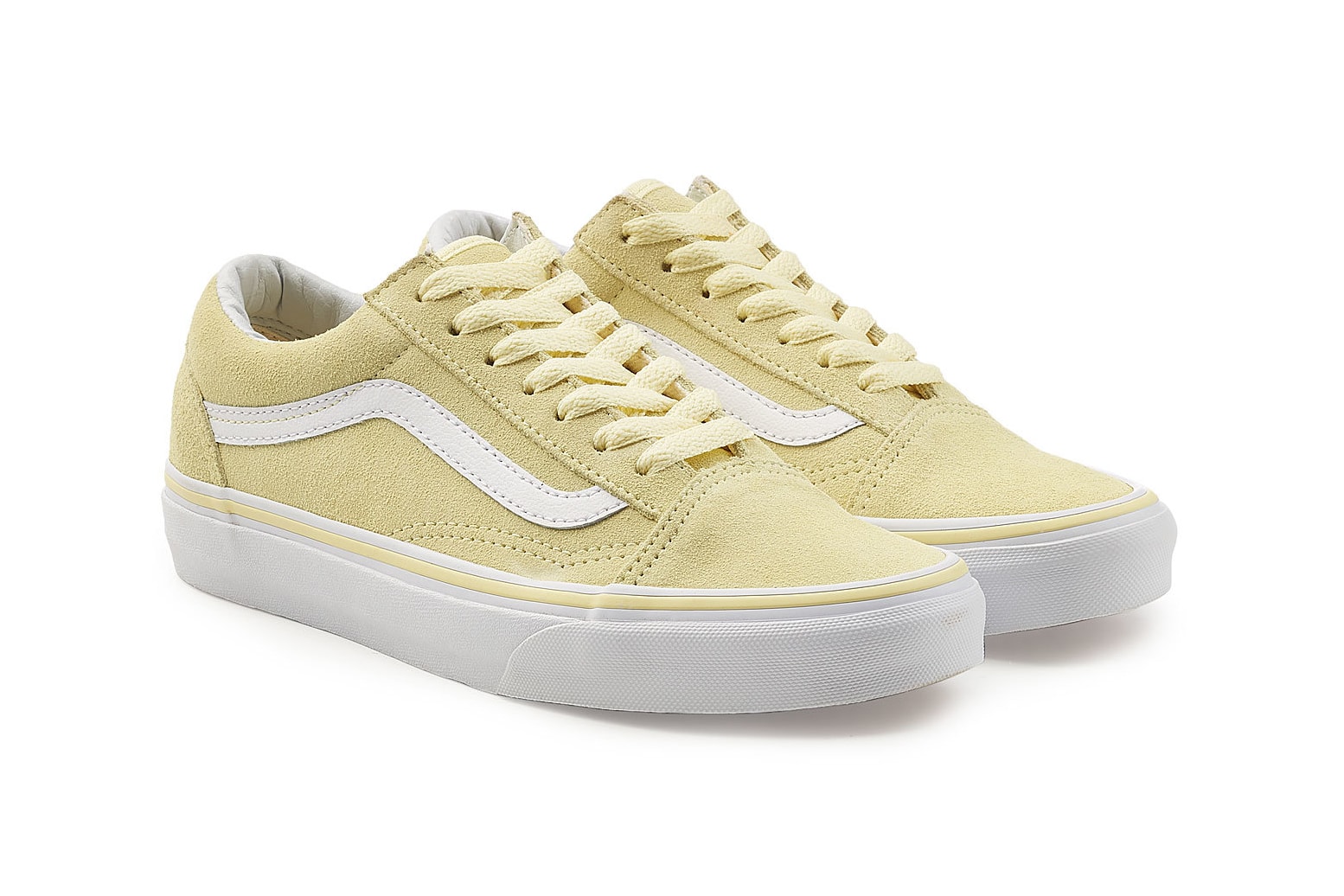 Vans Old Skool Sneaker Pastel Yellow off the wall unisex mens womens suede pale light spring summer where to buy stylebop