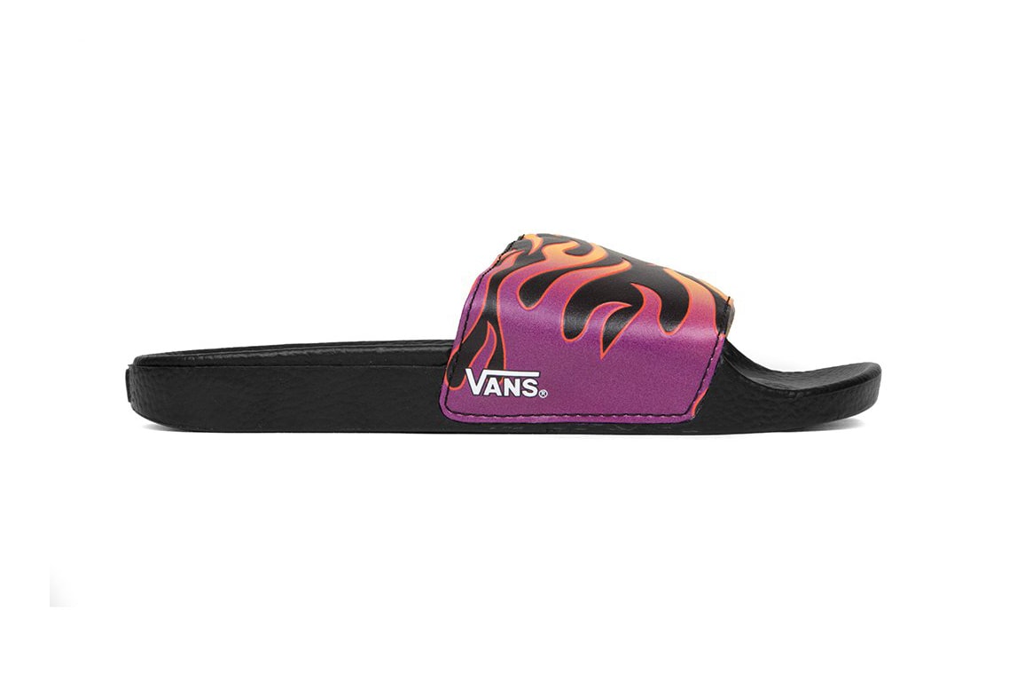 Vans Women's Graphic Flame Slides pool slip-on summer footwear fire blaze orange purple off the wall where to buy feature