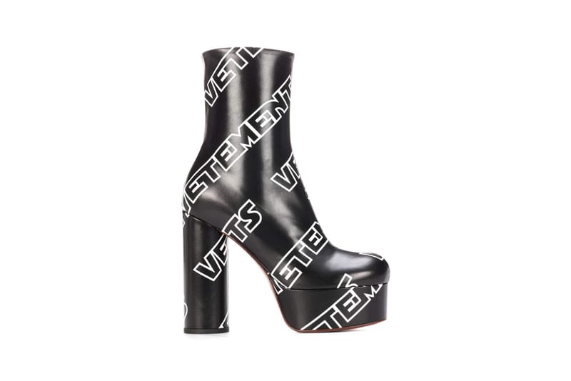 Vetements Logo Printed Ankle Boots in 