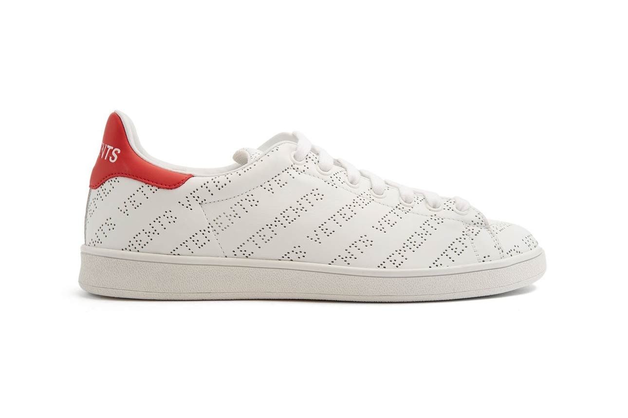 Vetements Perforated Logo Trainers Leather Red