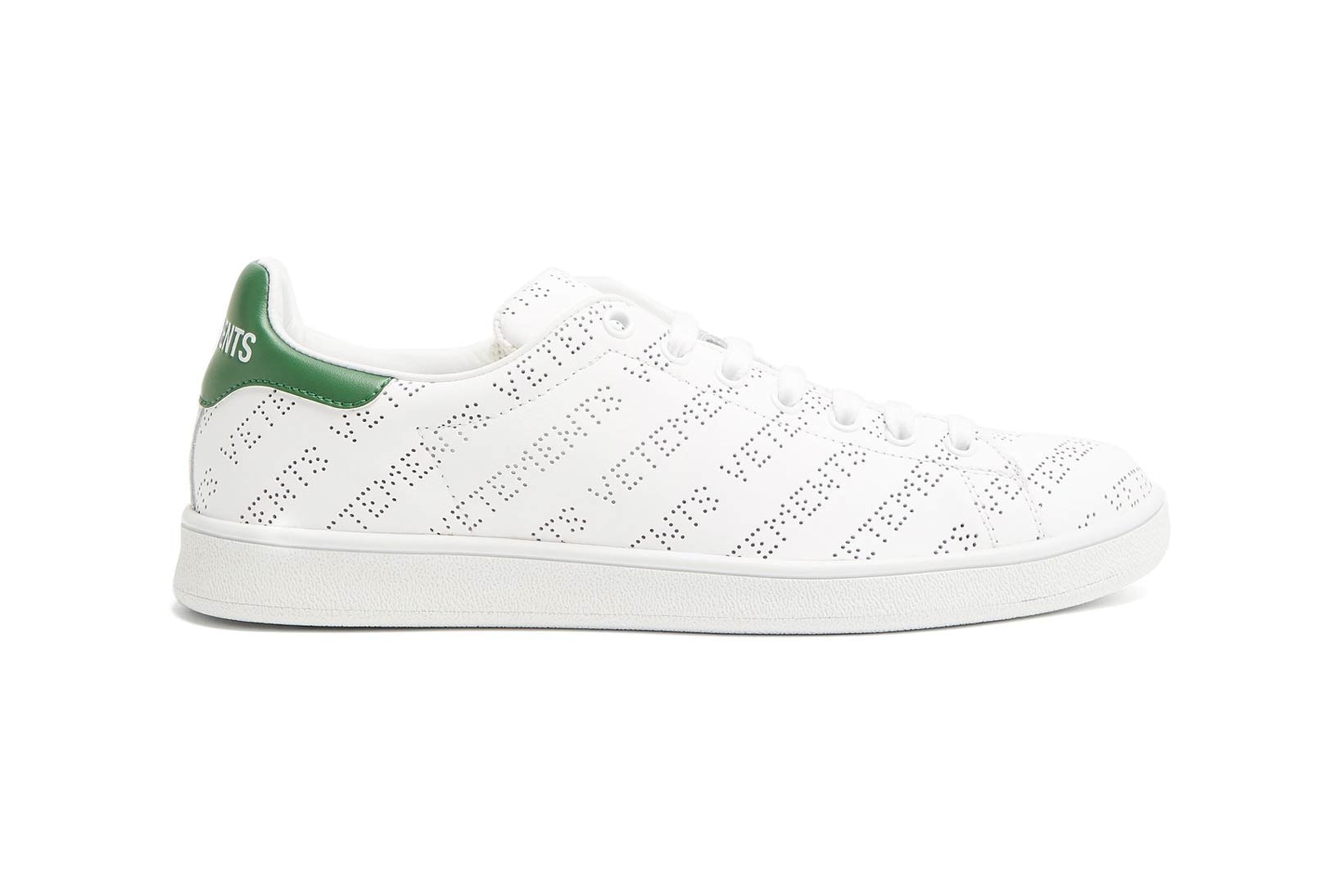 Vetements Perforated Logo Trainers Leather Green